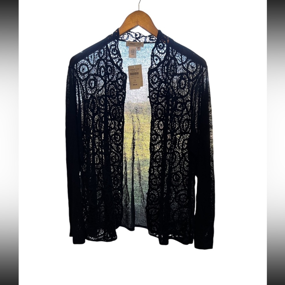 NWT Coldwater Creek Black Crochet Front Cardigan Size 2X Whimsygoth Fairycore